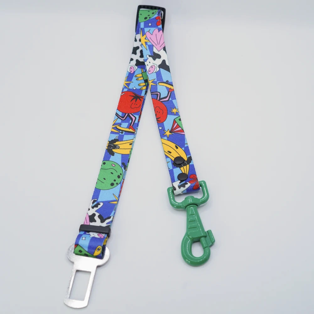 Full Holy Cow seat belt with strap adjuster, harness clip and vehicle buckle fitting