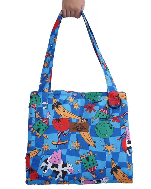 Holy Cow Bag to Mat carried by its handles as a tote