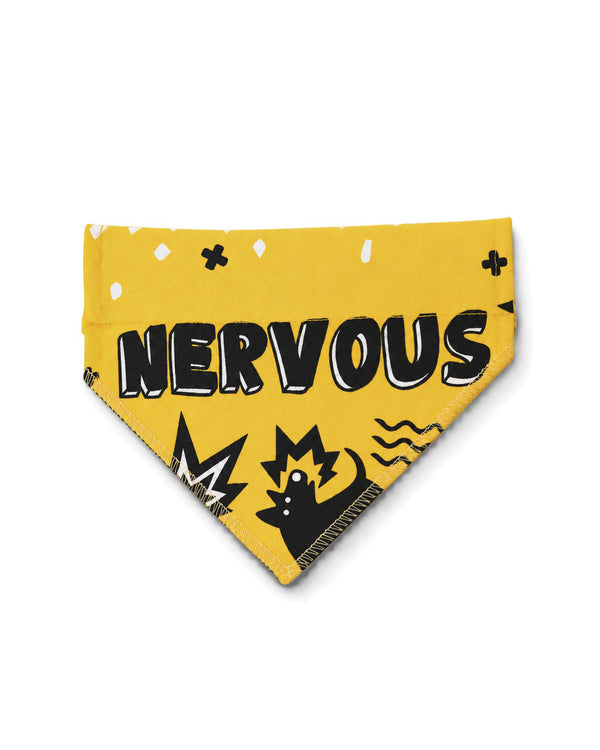Yellow bandana for NERVOUS dogs on a white background