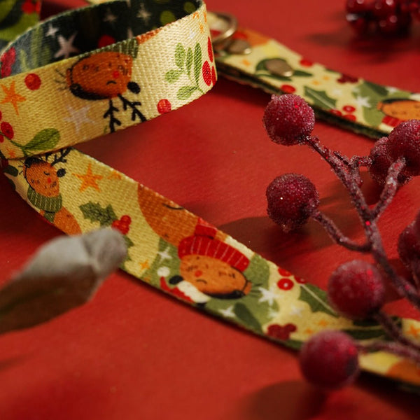 Capybara Christmas double-ended dog lead with a festive capybara print